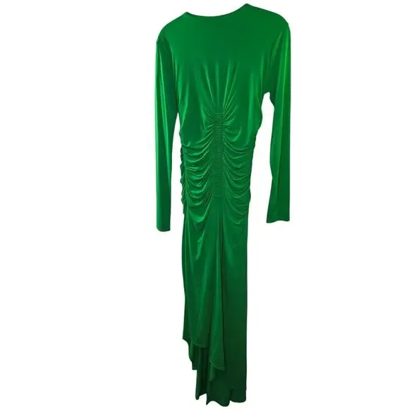 A.L.C Adeline Green Asymmetric Ruched Stretch Maxi Dress Size Medium